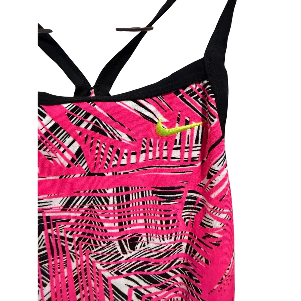 Nike Swimsuit One Piece Performance Women 34 8 Pink Black Geometric Racerback